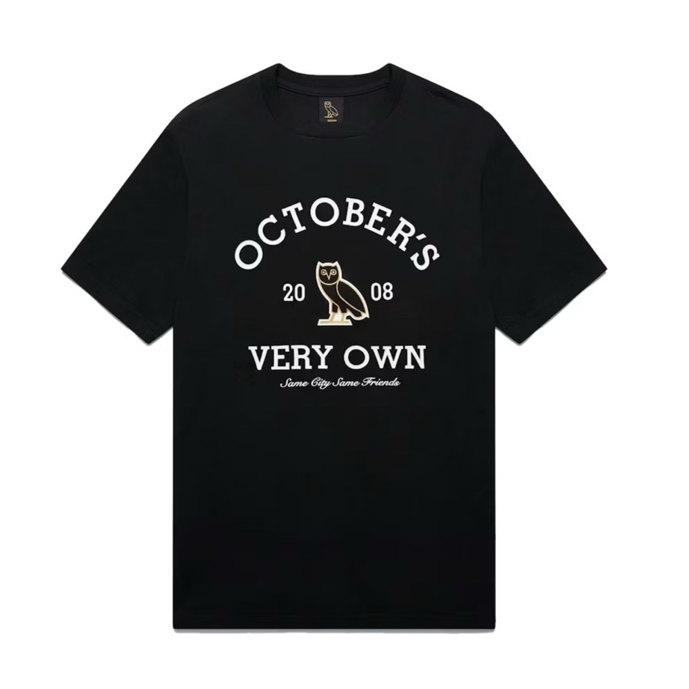 OVO Black tee shirt White and gold Logo Womenβs Medium